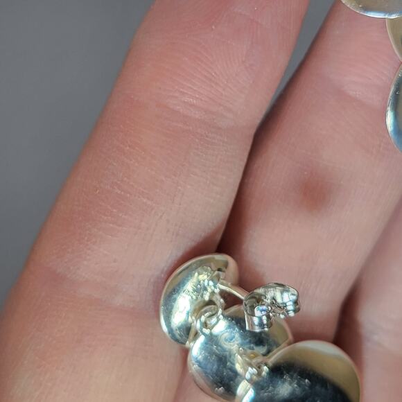 Sterling Silver Coin Drop Earrings 1.5 Inch Modern Polished Dangle - Picture 8 of 10